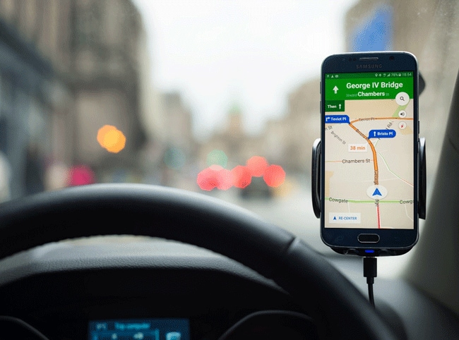 GPS navigation on a smartphone