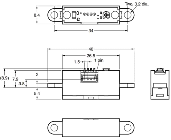 Mechanical Drawing - Omron Electronics B5W-LA01 Light Convergent Reflective Sensor