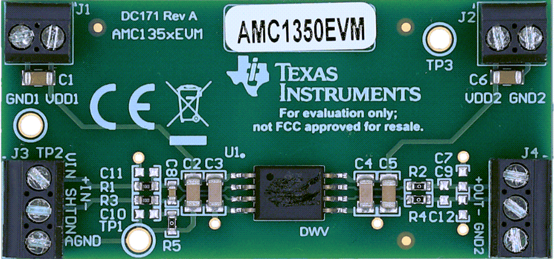 Mechanical Drawing - Texas Instruments AMC1350EVM/AMC1351EVM Evaluation Modules