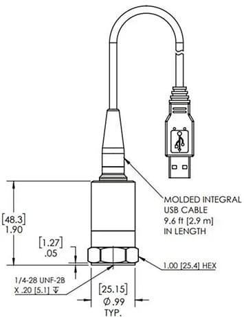 333D01 Digiducer USB Digital Accelerometer - The Modal Shop