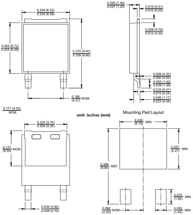 Mechanical Drawing - Vishay Semiconductors SE100PWTLK Surface-Mount Low VF Standard Rectifier Mechanical Drawing - Vishay Semiconductors SE100PWTLK Surface-Mount Low VF Standard Rectifier